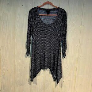 TUNIC TOP WITH LONG SLEEVES ROUCHED AT WRISTS SIZE L